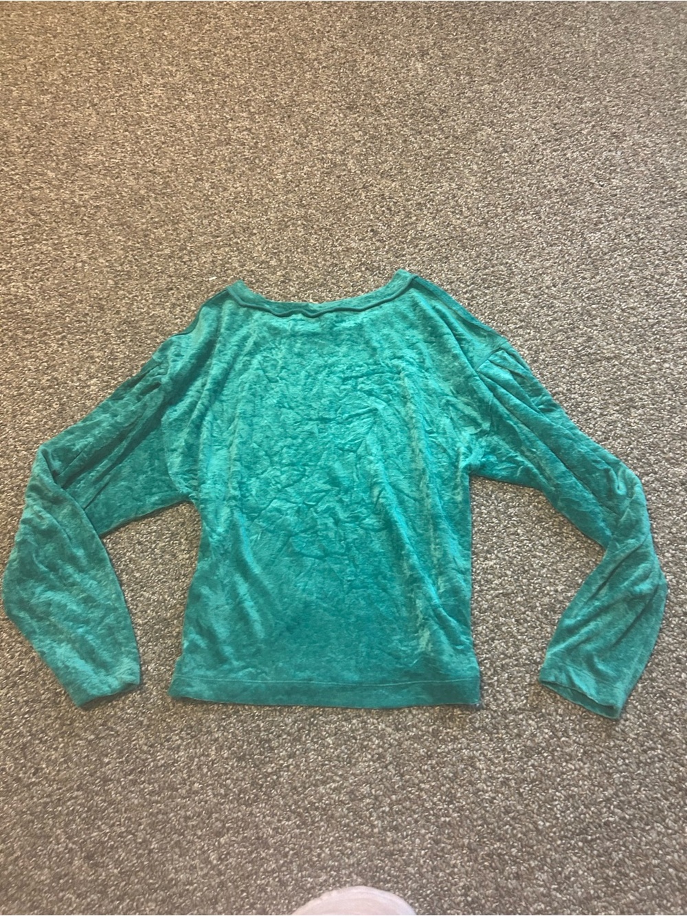 Free People XS Women’s  Long Sleeve Teal Velvet Top Fall Festive Eclectic Y2K - Picture 2 of 4